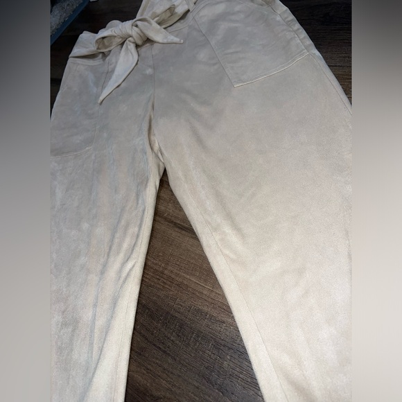Versona Faux Suede High Waisted Tan Pants - Picture 5 of 8